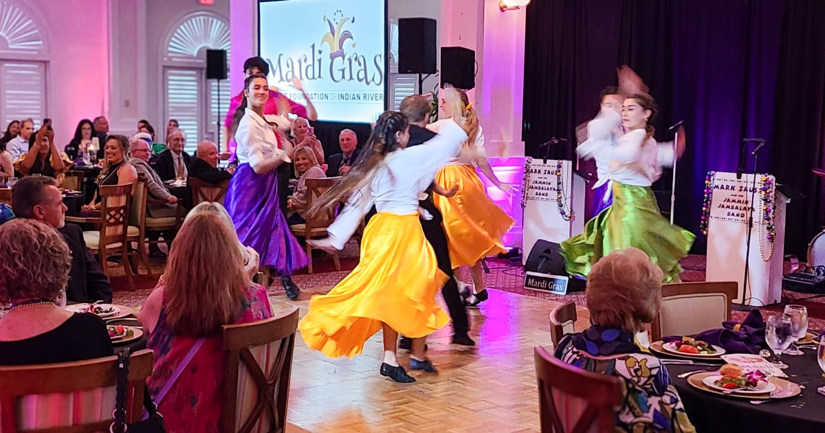 Group dancing at party